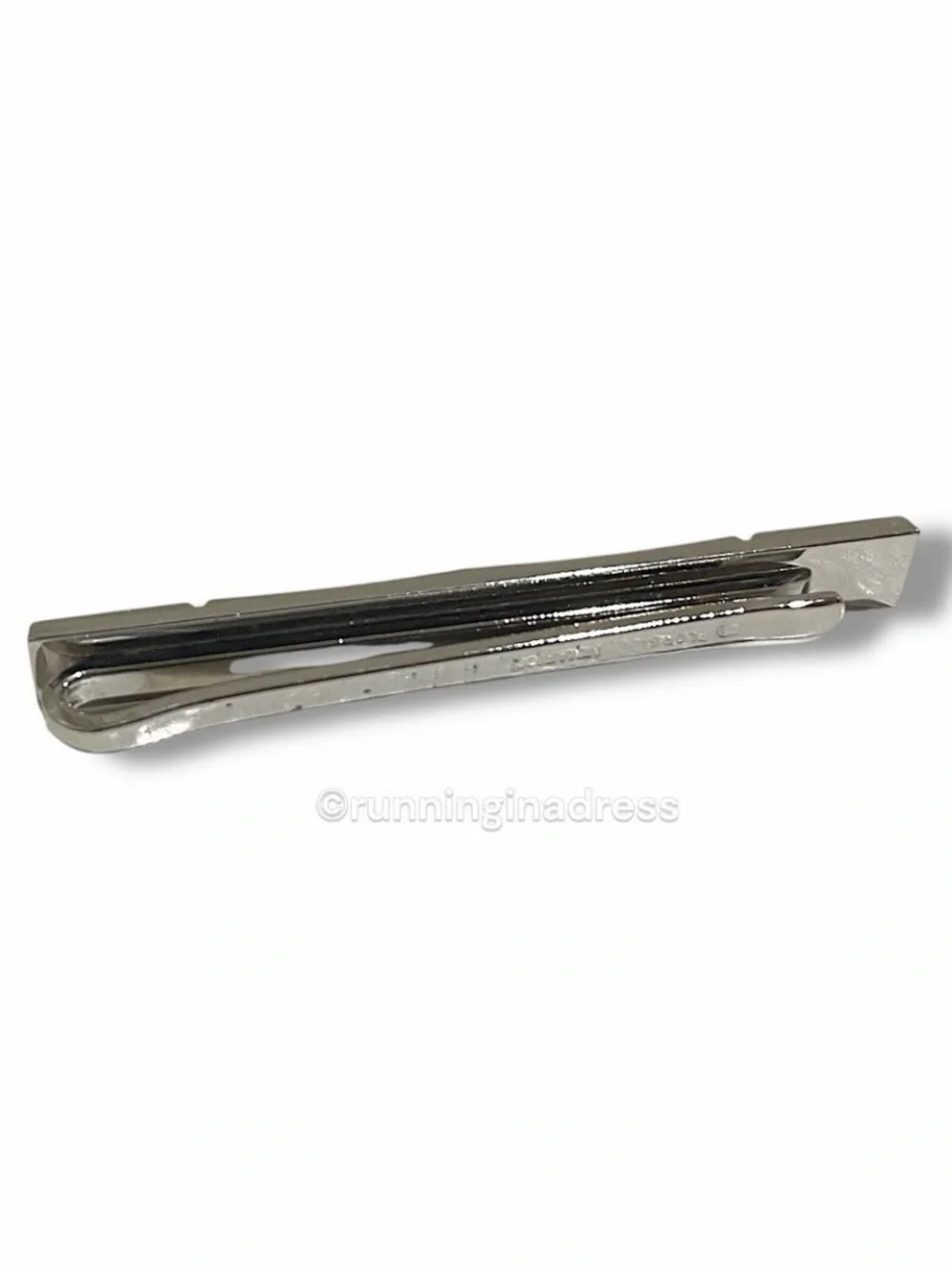 Vintage Nina Ricci Paris Silver Tie Clip 1980s Men's Geometric Tie Bar Clasp